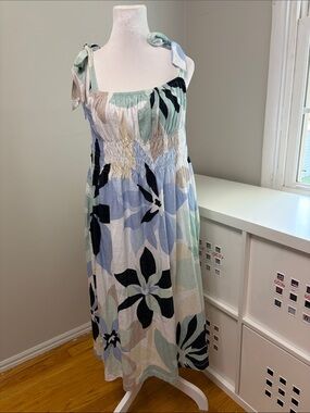 NWT Barbour Nadia Floral Midi women Dress Blue Multi 100% cotton Size 10 (UK 14)